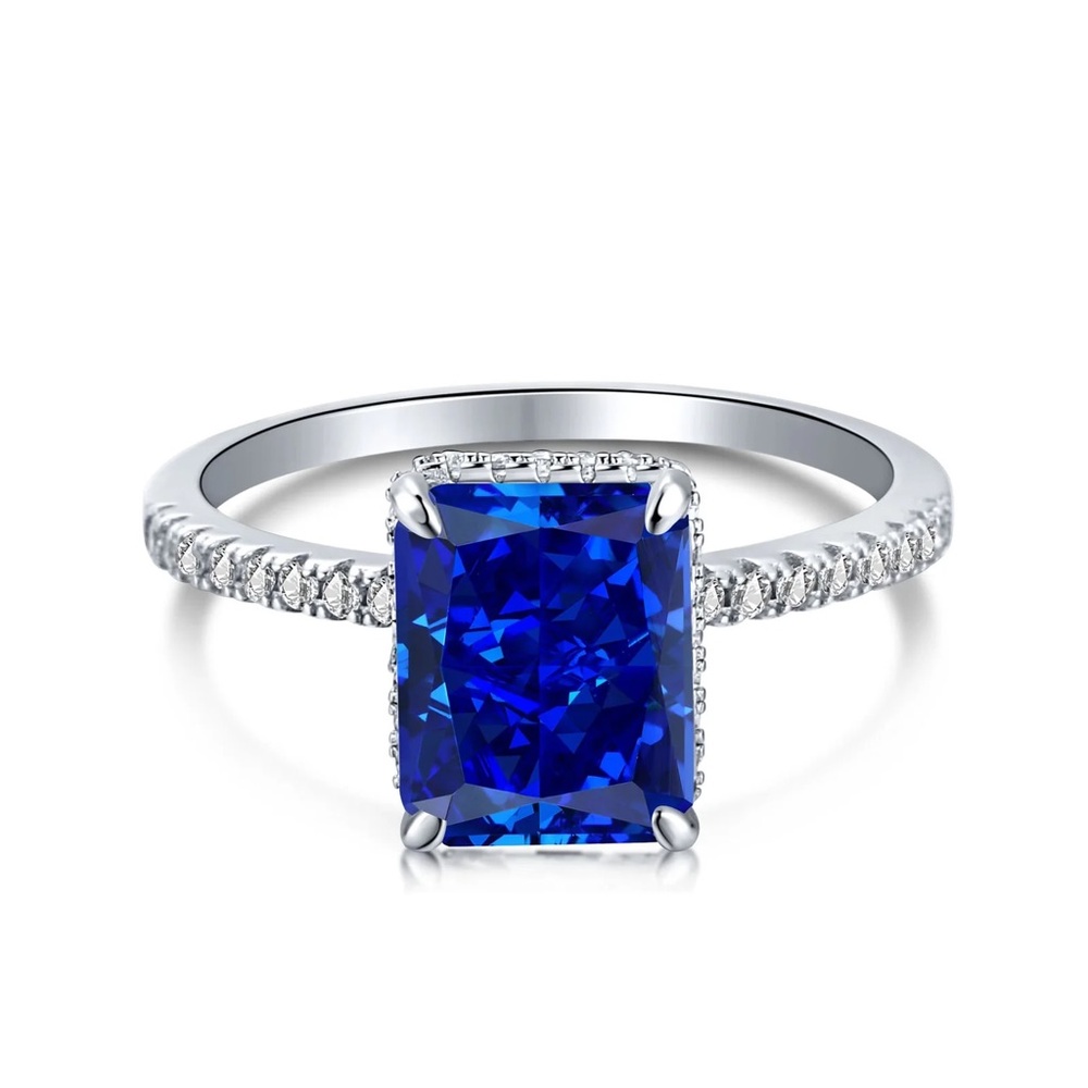 4 Carat Engagement Ring*Promise Ring*Simulated Royal Blue Sapphire*Diamond